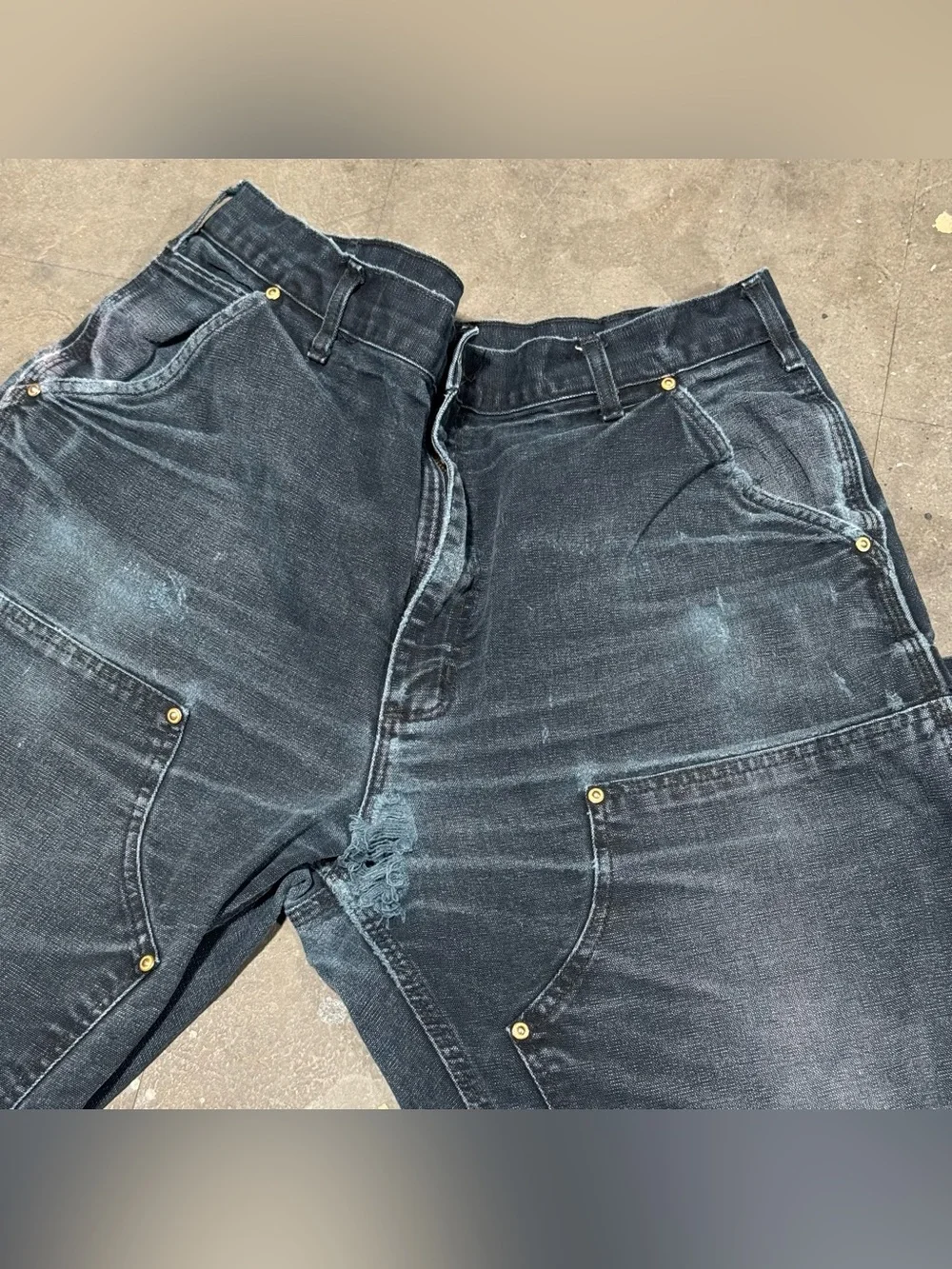 Vintage Carhartt B01 BLK Double Knee Carpenter Pants - 36x32 Distressed & Faded